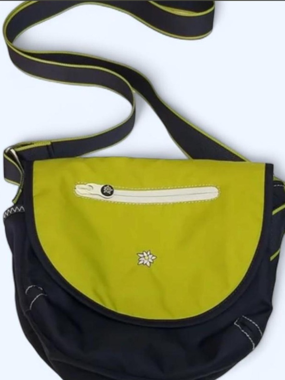 Two-Tone Lime Green and Black Crossbody Bag
